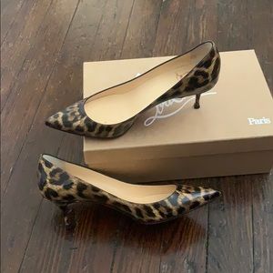 Christian Louboutin leopard print kitten heels